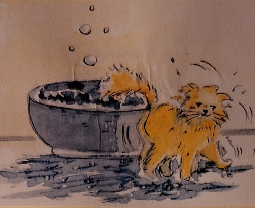 Peinture à l’aquarelle félin - Pièce unique
